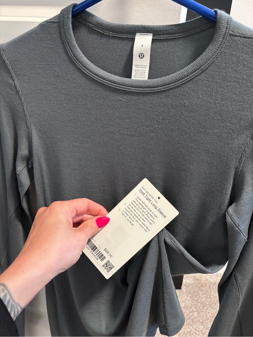lululemon athletica Women's Long Sleeve Crew in Charcoal
